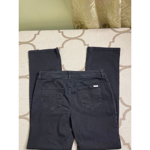 Chico’s So Slimming black embellished back pocket bootcut jeans, size 1.5/ 10 - Picture 10 of 12